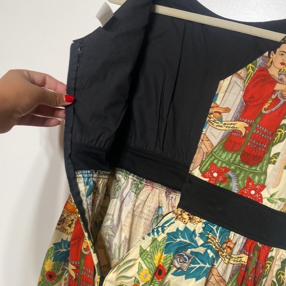 Frida Kahlo “Head Over Wheels” Dress in Beige by Hemet - Picture 13 of 16